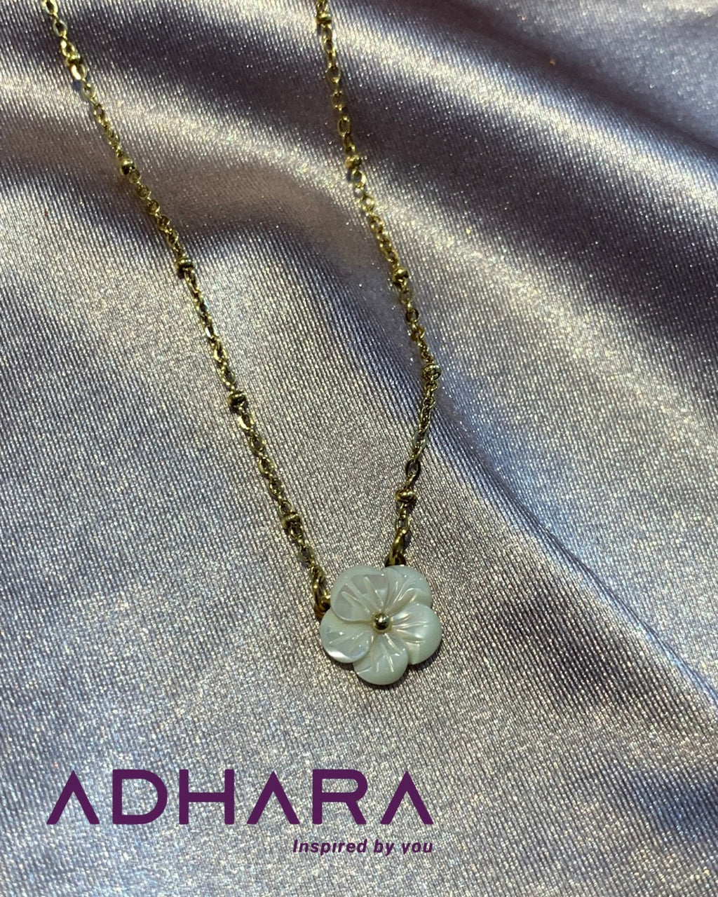 Collar Flor Concha Acero Inoxidable  (8811)