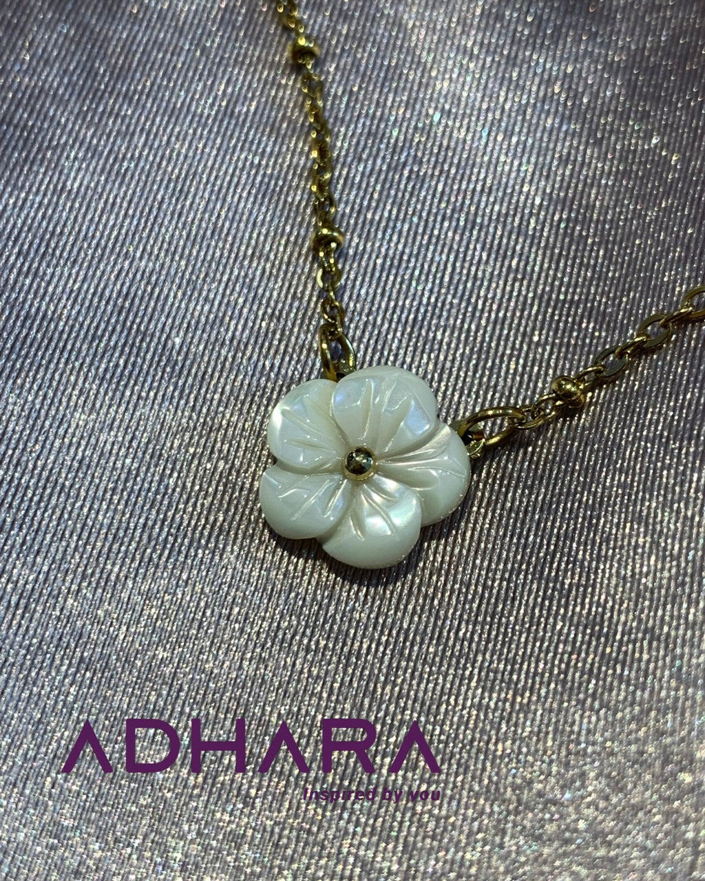 Collar Flor Concha Acero Inoxidable  (8811)