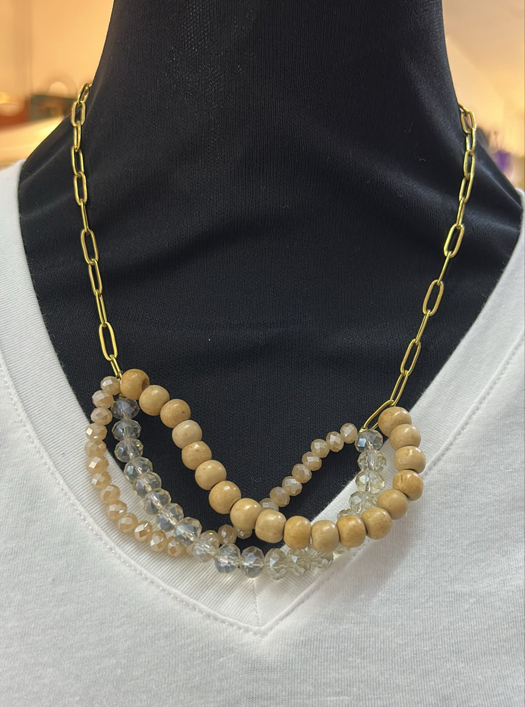 Collar Madera con Piedra  (8153)
